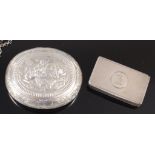 An early 20th century Dutch silver snuff box, of hinged oval form, the cover relief decorated with a