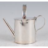 A mid-Victorian silver miniature watering can, undecorated, with hinged cover, 6.1oz, maker