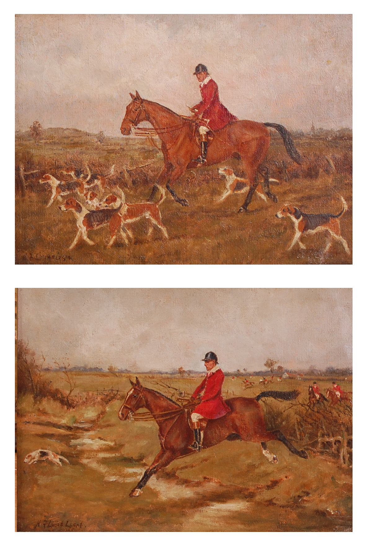 Henry Frederick Lucas-Lucas (1848-1943) - Pair; Hunting scenes, oil on canvas, each signed lower