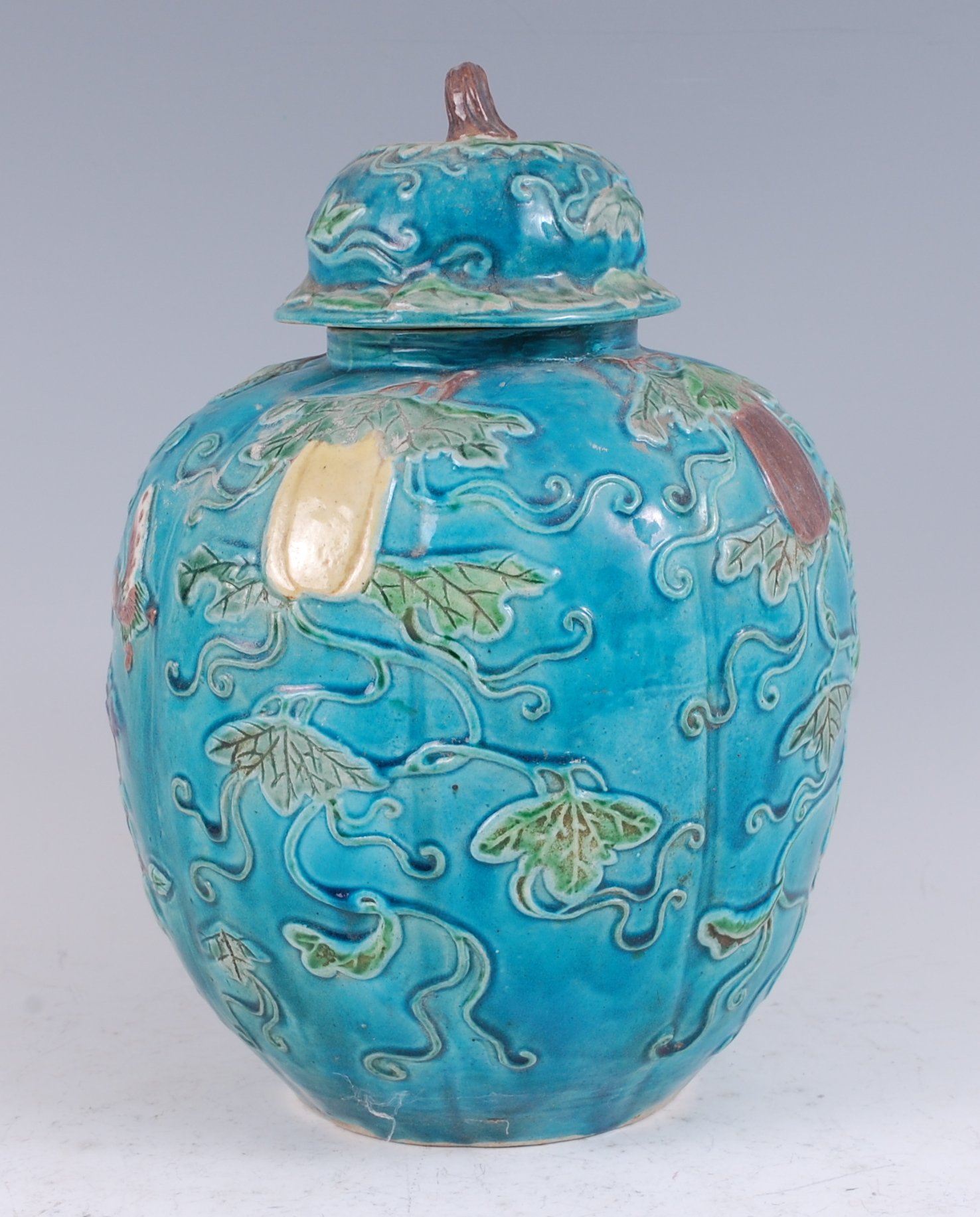 A 19th century Chinese ginger jar and cover, the turquoise ground applied with trailing flowers, - Image 2 of 19