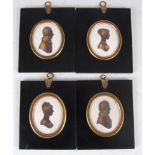 Attributed to John Miers (1758-1821) - A set of four portrait miniature silhouettes, painted on