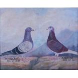Mid-20th century English school - The racing pigeons Burnley's Best and Seldom Led, oil on canvas,