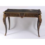 A 19th century ebony, brass inlaid and gilt bronze mounted bureau plat by Edwards & Roberts, stamped