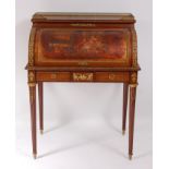A Louis XV style French mahogany gilt metal mounted lady's cylinder bureau, the rising cylinder