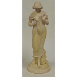 An early 20th century carved alabaster figure The Flower Girl, height 59cm (with losses)