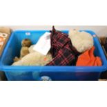 A box of mixed teddies to include Paddington Bear and two others