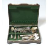 A 20th century oak cased canteen of silver plated cutlery