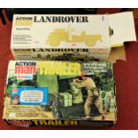 A boxed Action Man LandRover by Pallitoy and a boxed Action Man trailer by Pallitoy