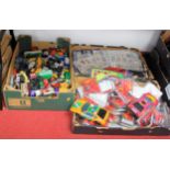 Three boxes of assorted toys, to include playworn diecast, Rattlesnake Magnetic Eggs, cigarette