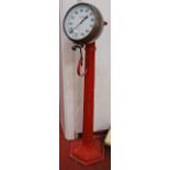 A red painted cast iron pedestal Kismet pneumatic tyre gauge by William Turner (Kismet Ltd)