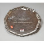A 20th century silver salver, having a gadrooned border, inscribed Carreras Piccadilly Plate,