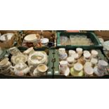 Four boxes of mixed sundries including Johnson Bros part service, mixed china and glassware etc