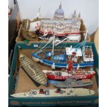 A plastic kit built model of a trawler 'The South Goodwin'; together with various kit built model