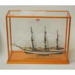 A scale replica of SMS Seadler, in glazed case, case w.46cm