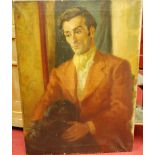 Early 20th century English school - half length portrait of a gentleman wearing a tan jacket and
