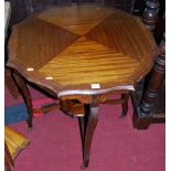 An Edwardian mahogany and chequer inlaid octagonal occasional table