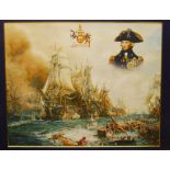 After William Lionel Wyllie - Victory at Trafalgar, reproduction print by The Danbury Mint, No. 250,