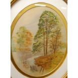 Early 20th century school - pair river landscape scenes, watercolours, each framed as ovals,