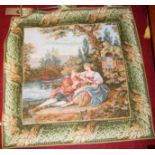 Two contemporary needlework tapestry wall hangings