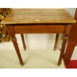 A Victorian faded mahogany round cornered single drawer side table, w.71.5cm