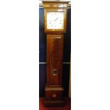 A reproduction mahogany and flame mahogany longcase clock, the floral white dial signed Knight &