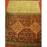 A Persian woollen pictorial decorated rug (worn and with losses), 175 x 128cm; together with a