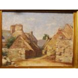 M Reichardt - Stone cottages, oil on canvas, signed lower left, 32x42cm