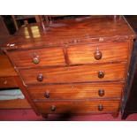A 19th century mahogany chest of two short over three long drawers, width 91.5cm