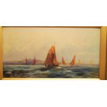 E Chester - pair seascapes, oil on board, each signed lower left, 29x55cm