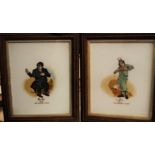 G.A.S - set of three portrait studies from the Old Curiosity Shop, oil on milk glass, together