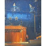 John Stillman (b.1968) - The Marinhos highwire at Zippo's Circus, oil on board, signed lower