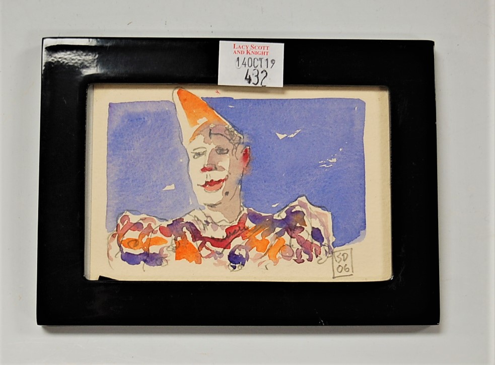 Lyn de Jonge - Example of a gypsy man at Zippo's Circus, mixed media, signed and dated '97 lower - Image 7 of 7