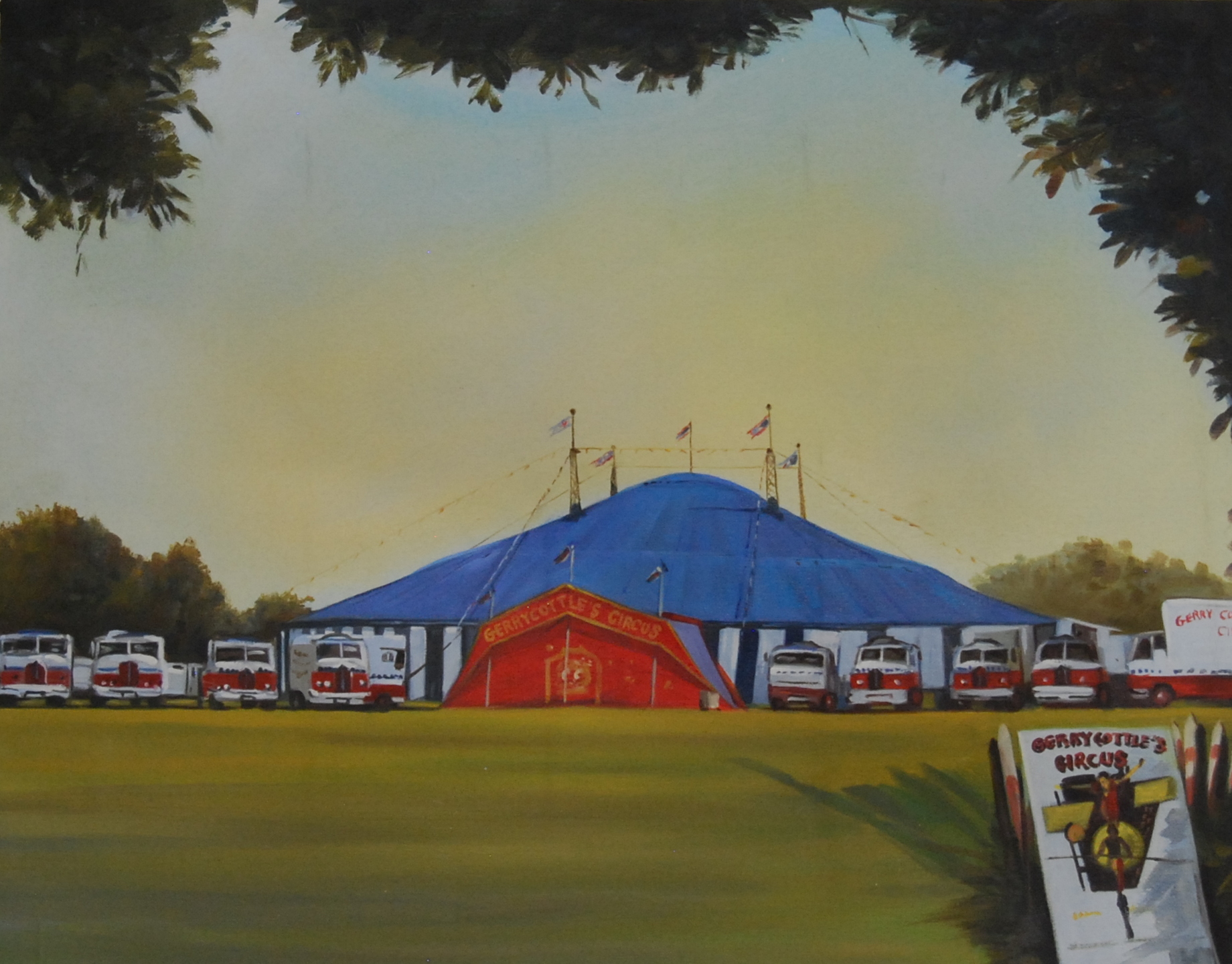 English School, (20th century), Gerry Cottle's Circus, unsigned, oil on canvas, 39 x 50cm, unframed