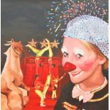 Contemporary school - Clown 'Little Lou at Zippo's Circus', oil on canvas, 60 x 60cm; together