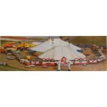 Thong Sen, (20th century), Boswell-Wilkie Circus, signed lower right, oil on canvas, 19 x 59cm,