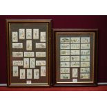 A framed display of Taddy's cigarette cards depicting clowns; together with three other framed