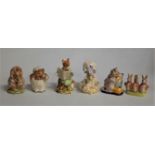 A collection of 6 Royal Albert Beatrix Potter figures to include Foxy Reading, Mrs Tiggywinkle,