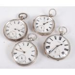 A late Victorian gent's silver cased open faced pocket watch, having chain driven fusee movement,