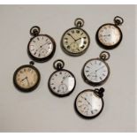 A circa 1900 continental silver cased open faced pocket watch having an enamel dial with Roman