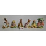 A collection of 6 Royal Albert Beatrix Potter figures to include Mr Benjamin Bunny and Peter Rabbit,