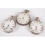 A Waltham gent's silver cased open faced pocket watch, having subsidiary seconds dial, keyless