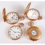 A gent's Waltham rolled gold half hunter pocket watch, with keyless movement, 5cm; together with