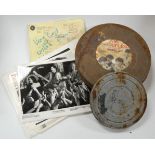 A collection of miscellaneous film and music memorabilia to include a set of twelve black and