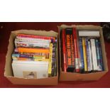 Two boxes of miscellaneous mainly hardback books, to include Ride Free Forever - The Legend of