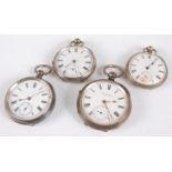 A late Victorian silver cased open faced gent's pocket watch by T. R. Russell of Liverpool, having
