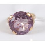 A 9ct gold and large round cut amethyst set dress ring, 6.1g, amethyst dia. approx 15mm, size P