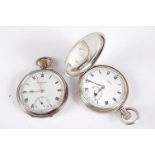 A J W Benson gent's silver cased full hunter pocket watch, having keyless movement, dia. 5cm;