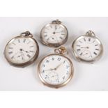 A late Victorian gent's silver cased open faced pocket watch, by J. W. Benson, having keywind