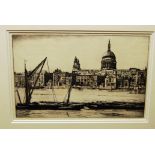 Marjorie Sherlock (1897-1973)- Barges on the Thames, etching, signed in pencil to the margin, 17 x