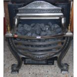 A polished steel fire basket, w.57.5cm